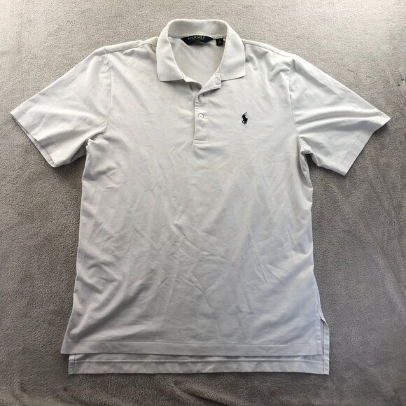 Polo Ralph Lauren Mens Polo Shirt Medium White Classic Golf Travel Short Sleeve - Picture 15 of 16